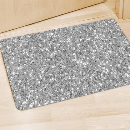 Silver (NOT Real) Glitter Print Polyester Doormat