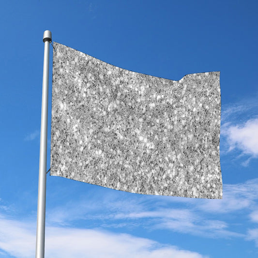 Silver (NOT Real) Glitter Print Polyester Flag