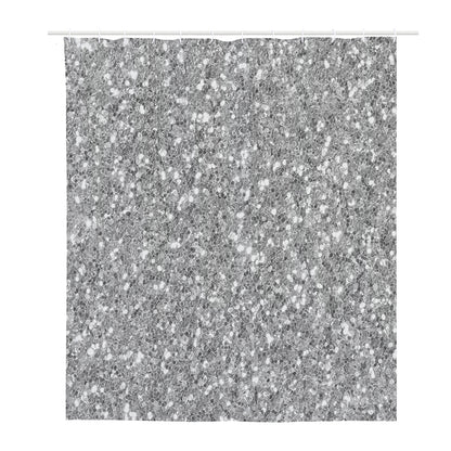 Silver (NOT Real) Glitter Print Polyester Shower Curtain