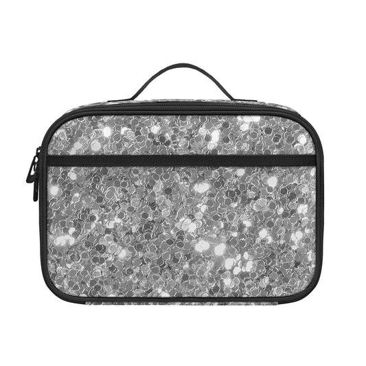 Silver (NOT Real) Glitter Print Portable Lunch Bag