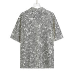 Silver (NOT Real) Glitter Print Rayon Hawaiian Shirt