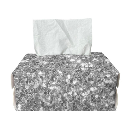 Silver (NOT Real) Glitter Print Rectangle Tissue Box Cover