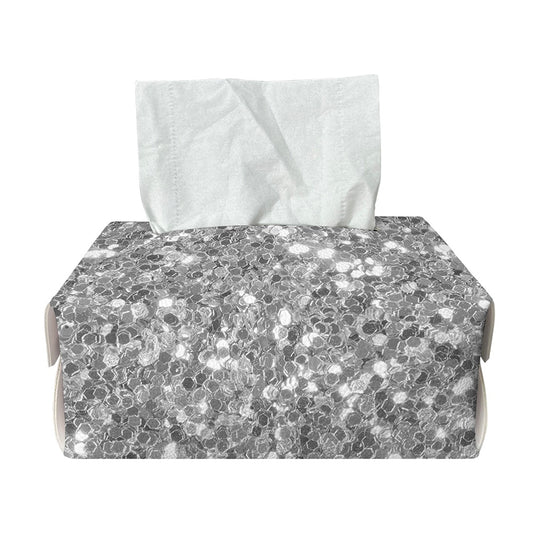 Silver (NOT Real) Glitter Print Rectangle Tissue Box Cover