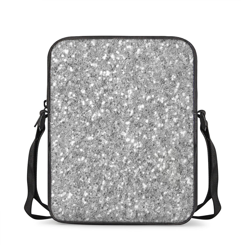 Silver (NOT Real) Glitter Print Rectangular Crossbody Bag