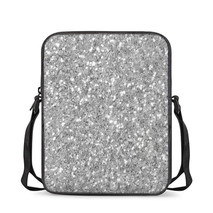 Silver (NOT Real) Glitter Print Rectangular Crossbody Bag