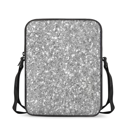 Silver (NOT Real) Glitter Print Rectangular Crossbody Bag