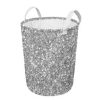 Silver (NOT Real) Glitter Print Round Laundry Basket