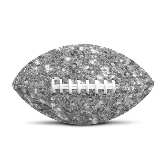 Silver (NOT Real) Glitter Print Rugby Ball