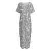 Silver (NOT Real) Glitter Print Short Sleeve Long Nightdress