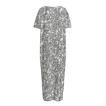 Silver (NOT Real) Glitter Print Short Sleeve Long Nightdress