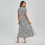 Silver (NOT Real) Glitter Print Short Sleeve Maxi Dress