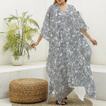 Silver (NOT Real) Glitter Print Silk V-Neck Kaftan Dress