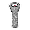 Silver (NOT Real) Glitter Print Single Neoprene Wine Tote