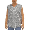 Silver (NOT Real) Glitter Print Sleeveless Baseball Jersey
