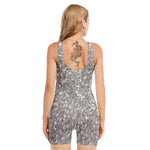 Silver (NOT Real) Glitter Print Sleeveless One Piece Swimsuit