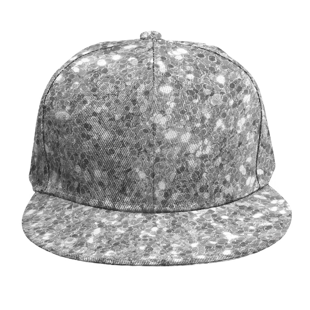 Silver (NOT Real) Glitter Print Snapback Cap