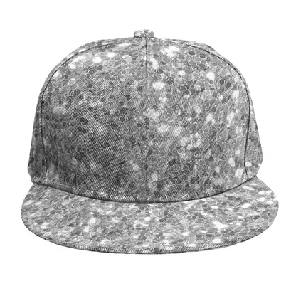 Silver (NOT Real) Glitter Print Snapback Cap
