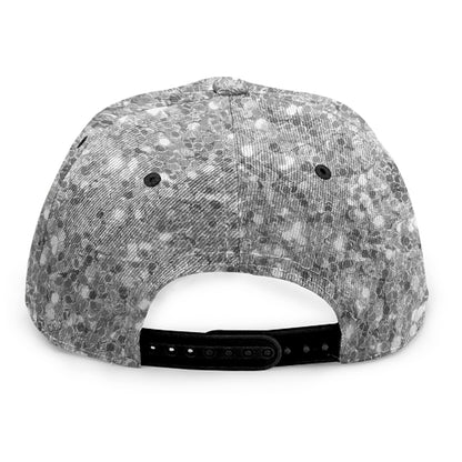 Silver (NOT Real) Glitter Print Snapback Cap