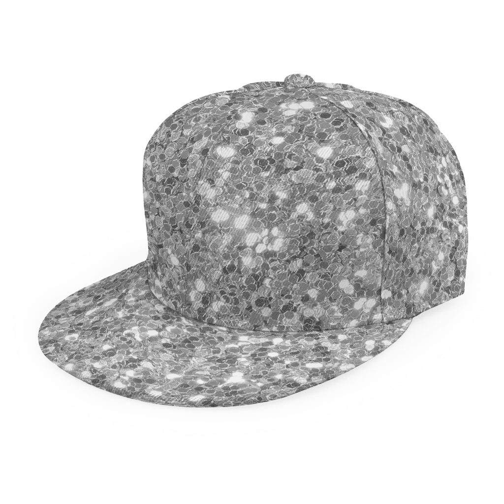 Silver (NOT Real) Glitter Print Snapback Cap