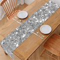 Silver (NOT Real) Glitter Print Table Runner
