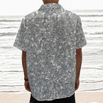 Silver (NOT Real) Glitter Print Textured Short Sleeve Shirt
