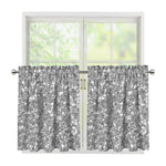 Silver (NOT Real) Glitter Print Tier Curtains