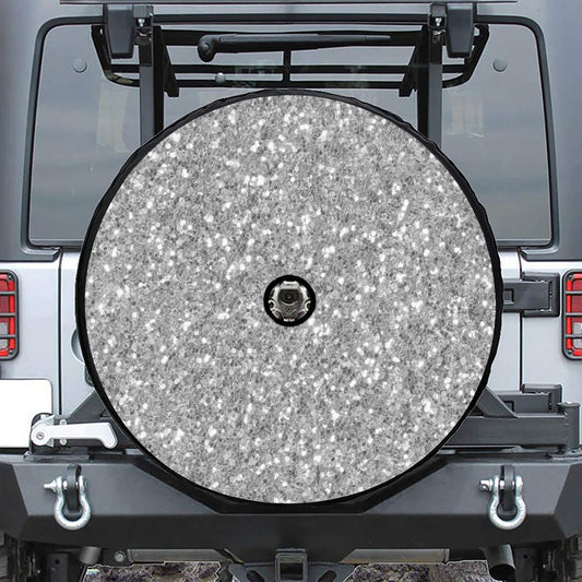 Silver (NOT Real) Glitter Print Tire Cover With Camera Hole