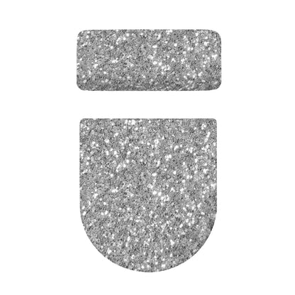 Silver (NOT Real) Glitter Print Toilet Lid And Tank Cover Set