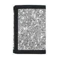 Silver (NOT Real) Glitter Print Trifold Wallet