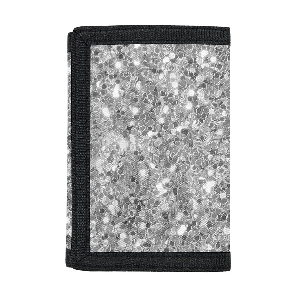 Silver (NOT Real) Glitter Print Trifold Wallet