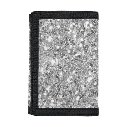 Silver (NOT Real) Glitter Print Trifold Wallet