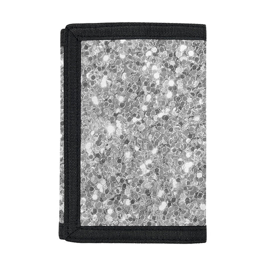 Silver (NOT Real) Glitter Print Trifold Wallet