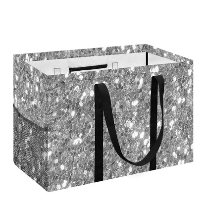 Silver (NOT Real) Glitter Print Utility Tote Bag