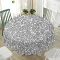 Silver (NOT Real) Glitter Print Waterproof Round Tablecloth