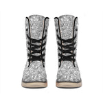 Silver (NOT Real) Glitter Print Winter Boots
