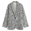 Silver (NOT Real) Glitter Print Women's Cotton Blazer