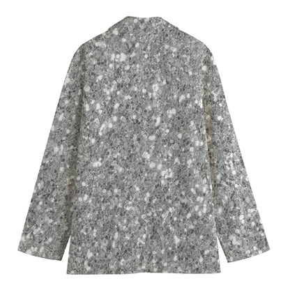 Silver (NOT Real) Glitter Print Women's Cotton Blazer