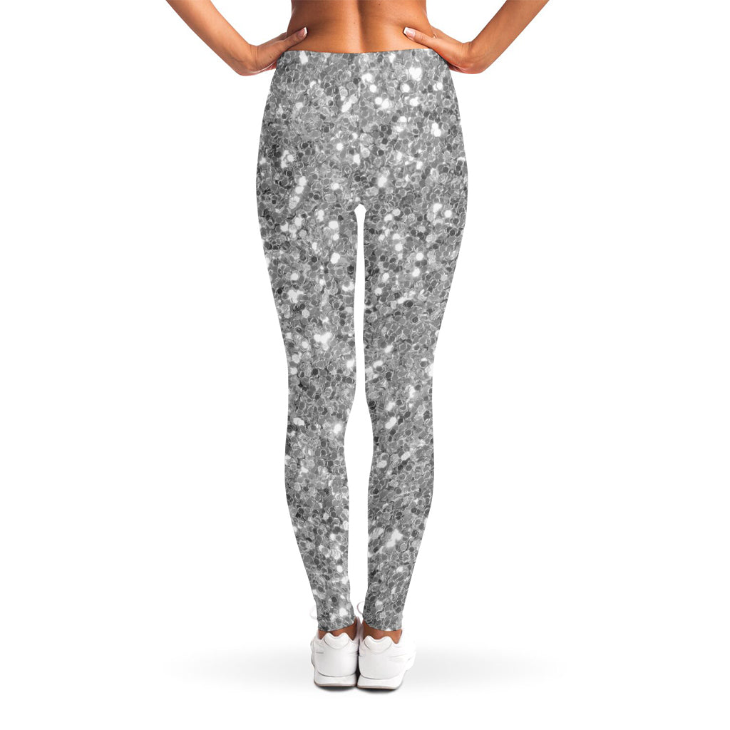 Silver (NOT Real) Glitter Print Women's Leggings