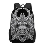 Silver Samurai Mask Print 17 Inch Backpack
