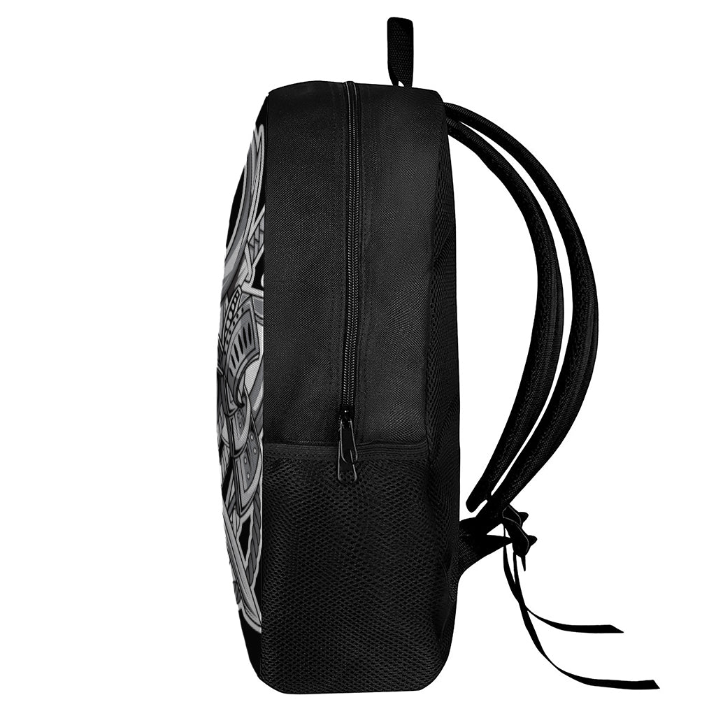 Silver Samurai Mask Print 17 Inch Backpack