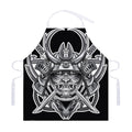 Silver Samurai Mask Print Adjustable Apron