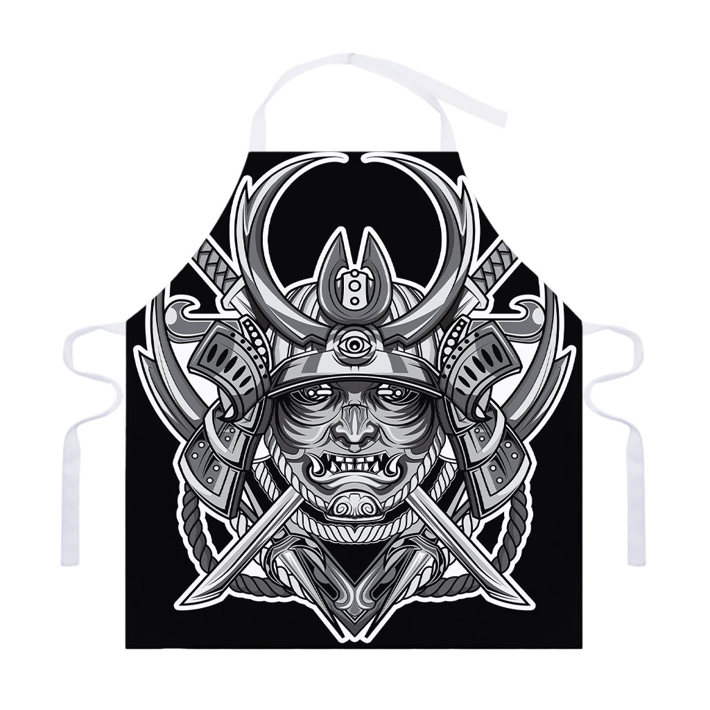 Silver Samurai Mask Print Adjustable Apron