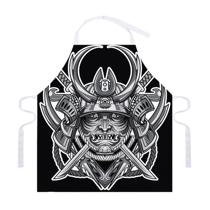 Silver Samurai Mask Print Adjustable Apron