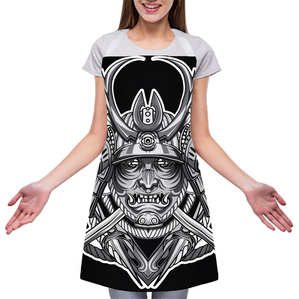 Silver Samurai Mask Print Adjustable Apron