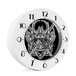 Silver Samurai Mask Print Alarm Clock