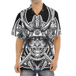 Silver Samurai Mask Print Aloha Shirt