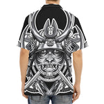 Silver Samurai Mask Print Aloha Shirt