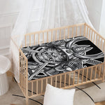 Silver Samurai Mask Print Baby Crib Sheet