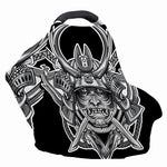 Silver Samurai Mask Print Baby Seat Cover