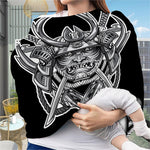 Silver Samurai Mask Print Baby Seat Cover